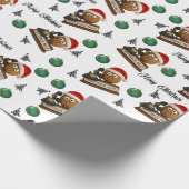 Antieke noot met retro telefoon kerstpatroon cadeaupapier (Hoek)