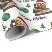 Antieke noot met retro telefoon kerstpatroon cadeaupapier (Rol Hoek)