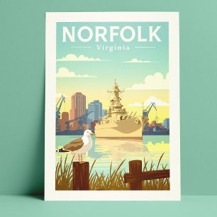 Antieke Norfolk Virginia Briefkaart