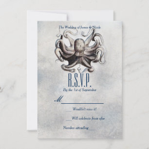 Antieke Octopus Strand Zeezout Trouw RSVP Kaart