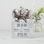 Antieke Octopus Trouw Save the Date Uitnodiging (Staand voorkant)