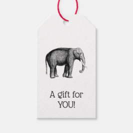Antieke Olifant Tekening Cadeaulabel