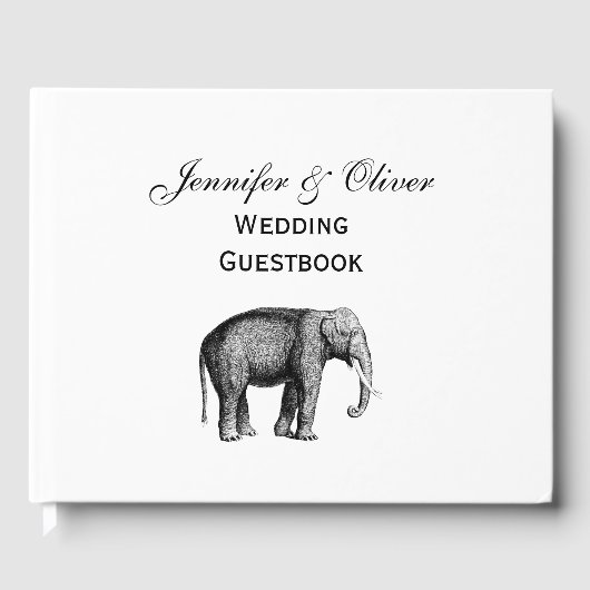 Antieke Olifant Tekening Gastenboek (Voorkant)