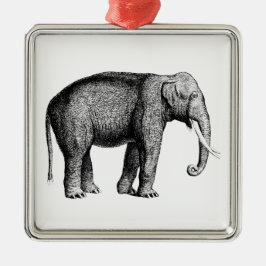 Antieke Olifant Tekening Metalen Ornament