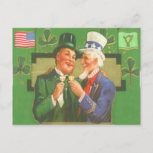 Antieke oom Sam kabouter St. Patrick's Day kaart (Voorkant)