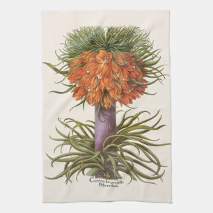 Antieke Oranje Fritillaria Bloemen Basilius Besler Theedoek