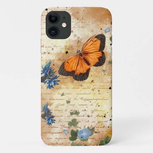 Antieke Oranje Vlinder Ephemera Case-Mate iPhone Case (Achterkant)