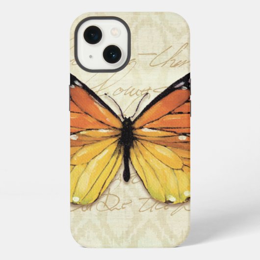 Antieke Oranje Vlinder iPhone Hoesje (Achterkant)
