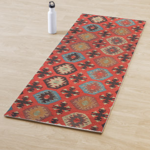 Antieke Oriëntaalse Oranje Rode Koerdische Kilim  Yogamat