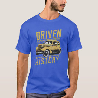 antieke oude auto met tet geschreven gereden gesch t-shirt