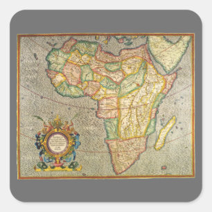 Antieke Oude Wereld Gerardus Mercator Kaart van Af Vierkante Sticker