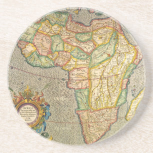 Antieke Oude Wereld Gerardus Mercator Kaart van Af Zandsteen Onderzetter