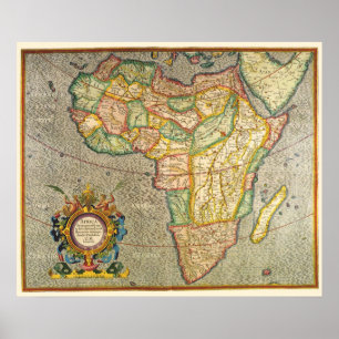 Antieke Oude Wereld Mercator Kaart van Afrika, 163 Poster