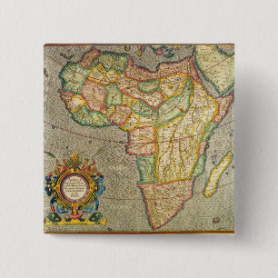 Antieke Oude Wereld Mercator Kaart van Afrika, 163 Vierkante Button 5,1 Cm
