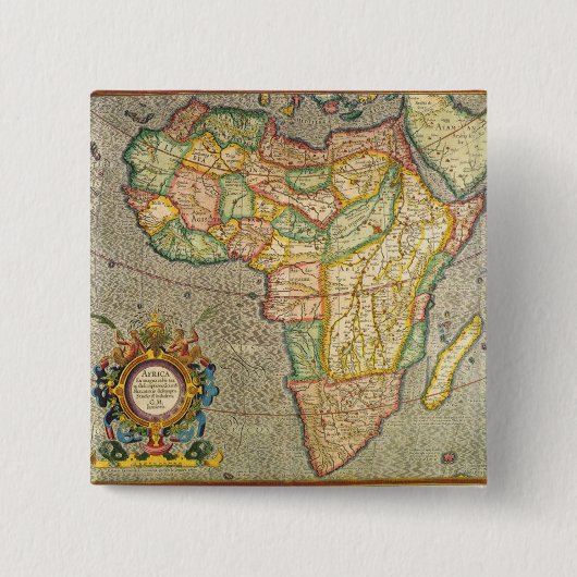 Antieke Oude Wereld Mercator Kaart van Afrika, 163 Vierkante Button 5,1 Cm (Voorkant)