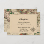 Antieke Oude Wereldkaart Bruiloftsreceptie Informatiekaartje (Voorkant / Achterkant)