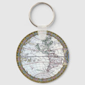 Antieke Oude Wereldkaart door Claude Auguste Berey Sleutelhanger (Voorkant)