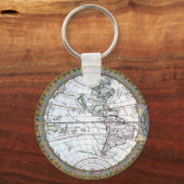 Antieke Oude Wereldkaart door Claude Auguste Berey Sleutelhanger (Voorkant)