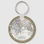 Antieke Oude Wereldkaart door Claude Auguste Berey Sleutelhanger (Achterkant)