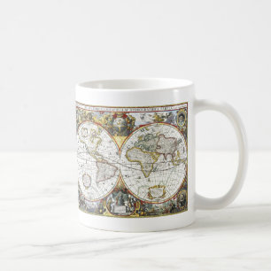 Antieke Oude Wereldkaart door Hendrik Hondius, 163 Koffiemok