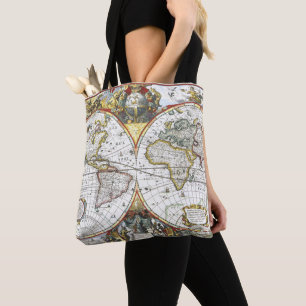 Antieke Oude Wereldkaart door Hendrik Hondius, 163 Tote Bag