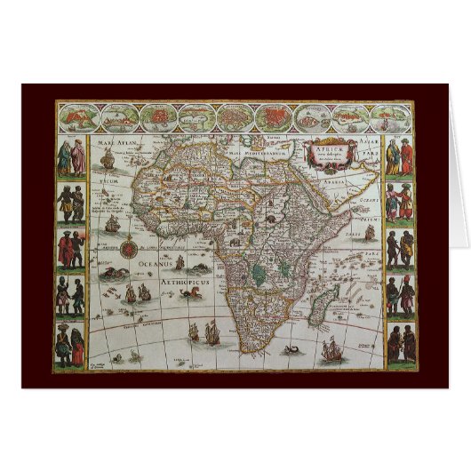 Antieke Oude Wereldkaart van Afrika door Blaeu, ci (Voorkant Horizontaal)