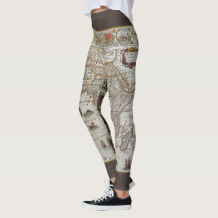 Antieke Oude Wereldkaart van Afrika door Blaeu, ci Leggings