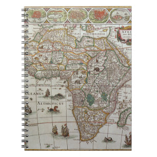 Antieke Oude Wereldkaart van Afrika door Blaeu, ci Notitieboek