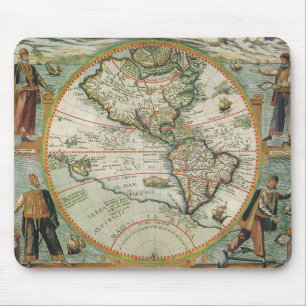 Antieke Oude Wereldkaart van de Amerika's, 1597 Muismat