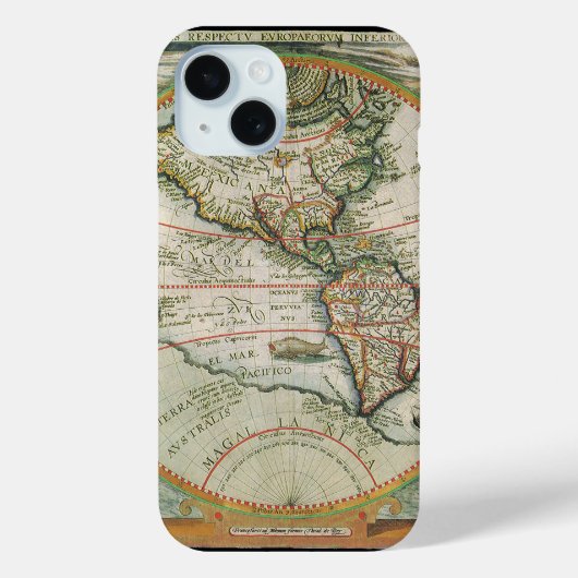 Antieke Oude Wereldkaart van de Amerika's, Theodor Case-Mate iPhone Case (Achterkant)