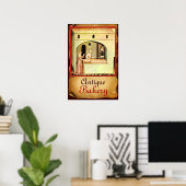 ANTIEKE OVEN BACKER , BAKKERIJ BROOD WINKEL POSTER (Thuiskantoor)