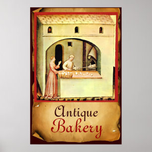ANTIEKE OVEN BACKER , BAKKERIJ BROOD WINKEL POSTER