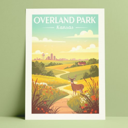 Antieke Overland Park Kansas Briefkaart