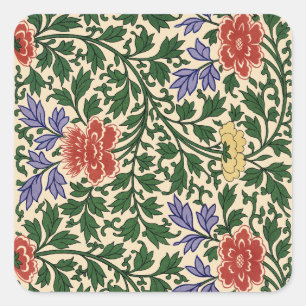 Antieke Owen Jones Chinoiserie Pioenpatroon Vierkante Sticker