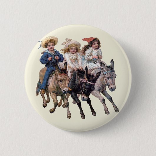Antieke paard pony kinderen kunst ronde button 5,7 cm (Voorkant)