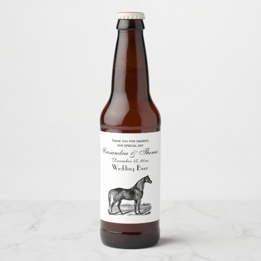 Antieke Paard Staand Bier Etiket (Voorkant)