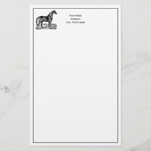 Antieke Paard Staand Briefpapier (Voorkant)