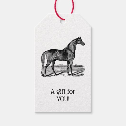 Antieke Paard Staand Cadeaulabel (Voorkant)