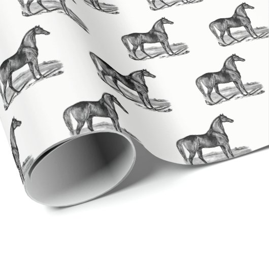 Antieke Paard Staand Cadeaupapier (Rol Hoek)