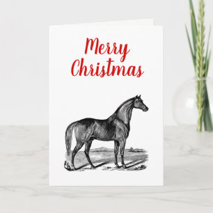 Antieke Paard Staand Feestdagen Kaart