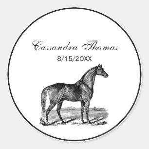 Antieke Paard Staand Ronde Sticker