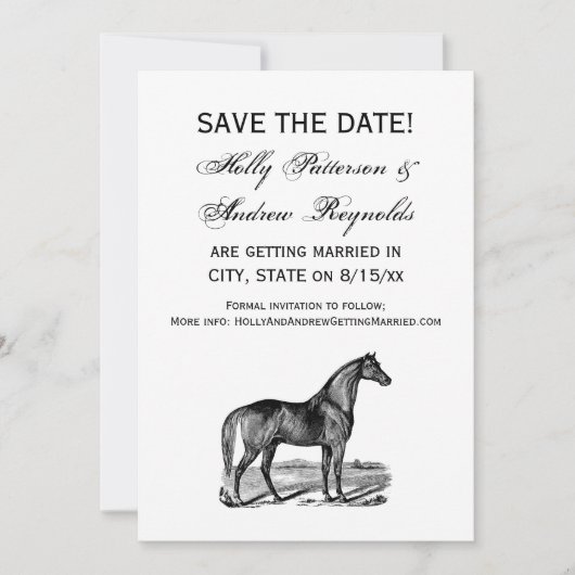 Antieke Paard Staand Save The Date (Voorkant)