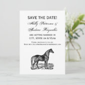 Antieke Paard Staand Save The Date (Staand voorkant)