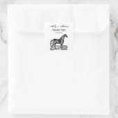 Antieke Paard Staand Vierkante Sticker (Tas)