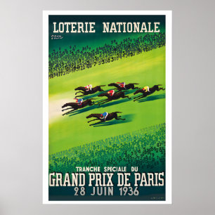 Antieke paardenrace Grand Prix de Paris 1936 Poster