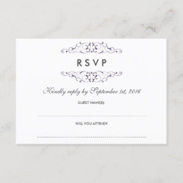 Antieke Paarse Bloeiende Trouw RSVP Kaartje