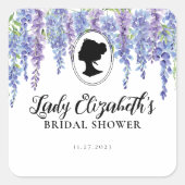 Antieke paarse bloem bruiloftsfeest uit het Regenc Vierkante Sticker (Voorkant)