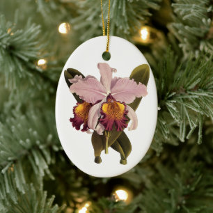 Antieke Paarse Cattleya Orchidee, Tropische Bloeme Keramisch Ornament