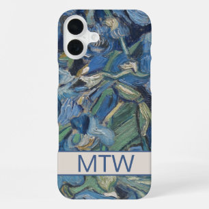 Antieke paarse irissen bloemen bloemmonogram iPhone 16 plus hoesje