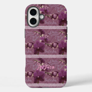 Antieke paarse orchidee telefoonhoesje iPhone 16 plus hoesje